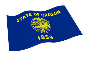 Oregon flag isolated on white background from world flags set. 3D illustration.