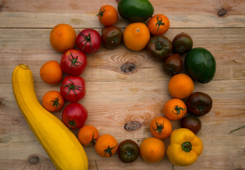 Colorful vegetables frame with copy space
