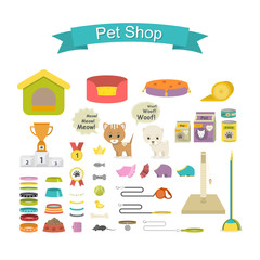 Pet shop icon set.Cat and Dog isolated vector illustration.Pet accessories icon collection