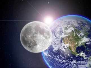 Fototapeta na wymiar Earth and moon