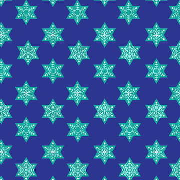stitched snowflakes on Jewish stars
