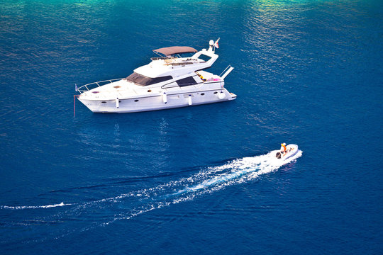 Yachting on blue sea aerial view