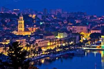 Fototapeta na wymiar Split waterfront blue evening view