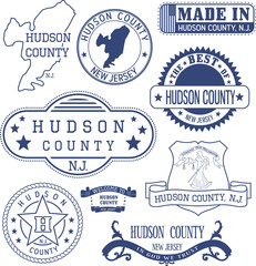 Hudson county, NJ, generic stamps and signs - obrazy, fototapety, plakaty