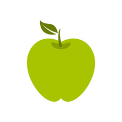 Green apple icon in flat style isolated on white background. Fruit symbol vector illustration