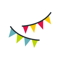 Holiday flags icon in flat style isolated on white background. Events and parties symbol vector illustration