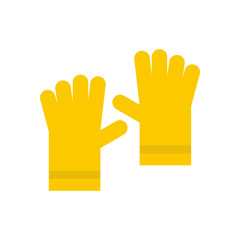 Yellow rubber gloves icon in flat style isolated on white background. Hand protection symbol vector illustration