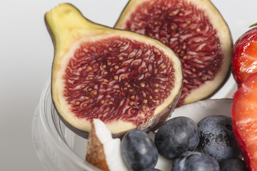 Juicy figs fruit cut and served on a fruit salad