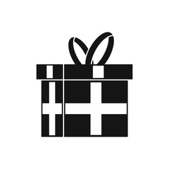 Gift in a box icon in simple style isolated on white background. Holiday symbol vector illustration