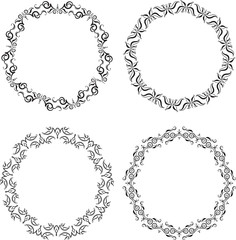Set of 4 decorative vector round frames