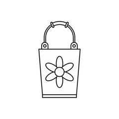 Garden bucket icon in outline style isolated on white background vector illustration