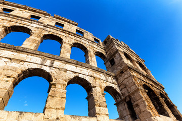 Obraz premium Ancient Roman Amphitheater in Pula, Croatia, Europe