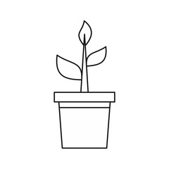 Potted plant icon in outline style isolated on white background vector illustration