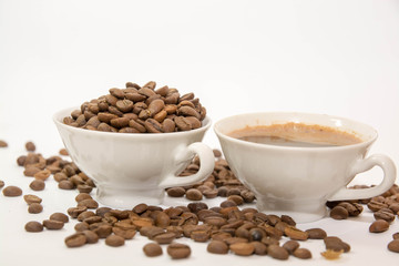 Coffe with Beans On White Background, Beans