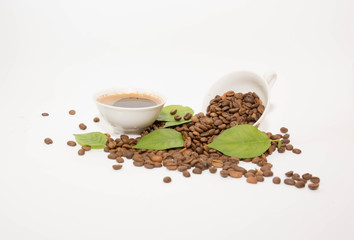 Coffe with Beans On White Background, Beans