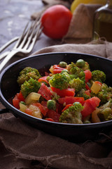 Stewed vegetable tomato, broccoli, peas, pepper