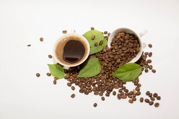 Coffe with Beans On White Background