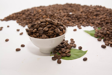 Cup with Beans on White Background