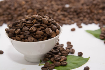 Cup with Beans on White Background
