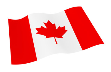 Canada flag isolated on white background from world flags set. 3D illustration.