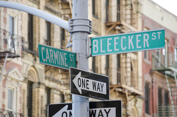 Fototapeta premium Carmine and Bleecker Street Sign New York City
