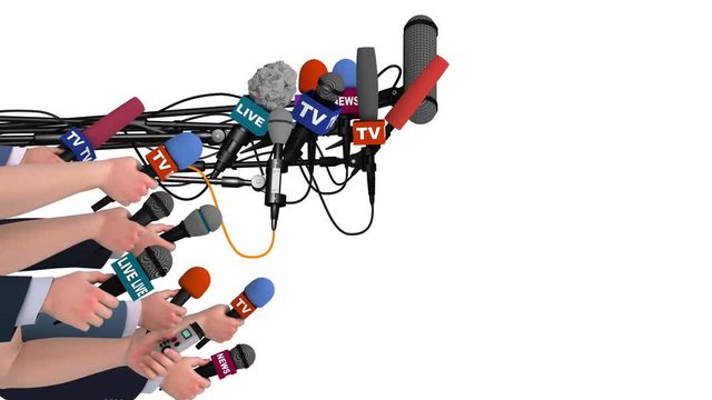 Boom pole microphones and hands with mics, side view, alpha channel, 3D