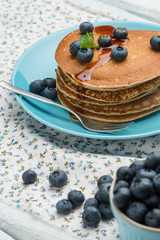 Pancakes with fresh blackberries