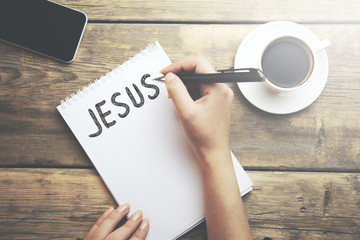 Jesus text on notepad