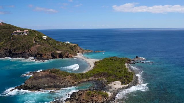 Aerial view of west end of St Thomas, mermaids seat, United States Virgin Islands