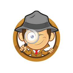 Detective holding a magnifying glass with circle shape