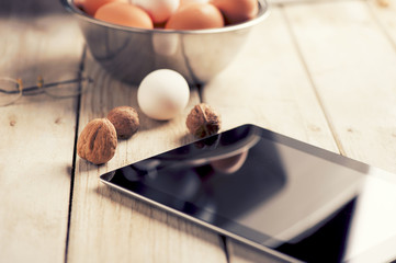 Computer and ingredients for on line recipe