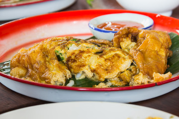 egg fired on big dish