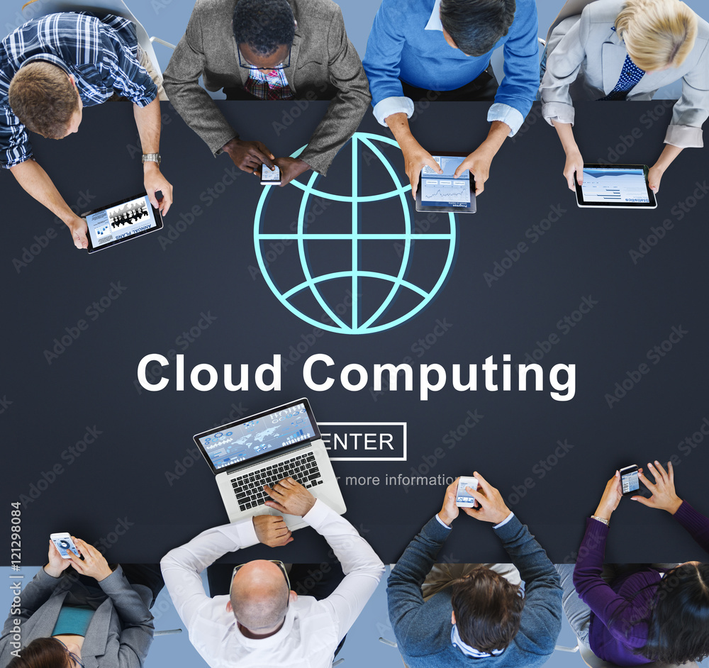 Poster cloud computing connection networking technology concept