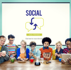 Team Using Technology Browsing Working Concept