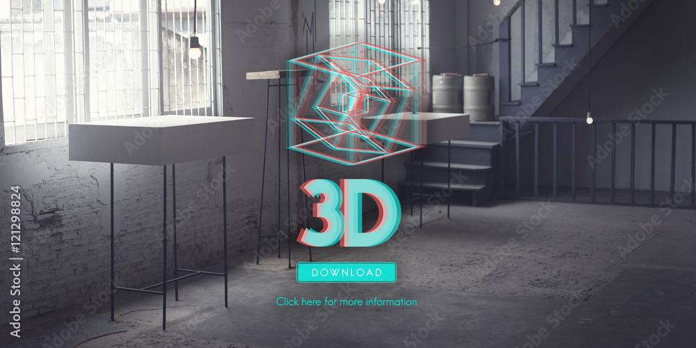 Poster 3d three dimensional futuristic display modern concept