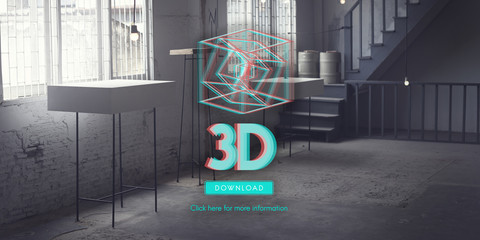 Naklejka premium 3D Three Dimensional Futuristic Display Modern Concept