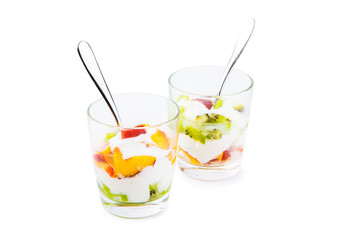 Healthy fruit salad with yoghurt
