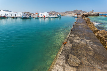 Venetian fortress and small port in Naoussa town, Paros island, Cyclades, Greece
