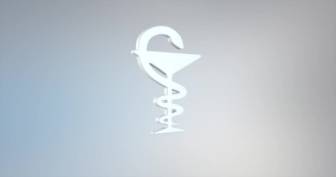 Animated Medicine Snake White 3d Icon Loop Modules for edit with alpha matte
