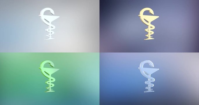 Animated Medicine Snake 3d Icon Loop Modules for edit with alpha matte
