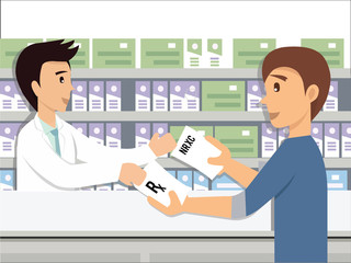 a man giving prescriptions to the pharmacist