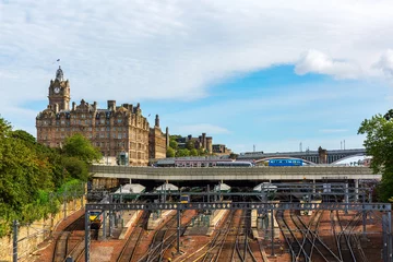 Wall murals Train station Waverly Station and Hotel Balmoral in Edinburgh