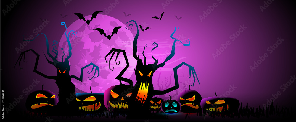 Wall mural Halloween, alberi, zucche, paura, tutti i santi