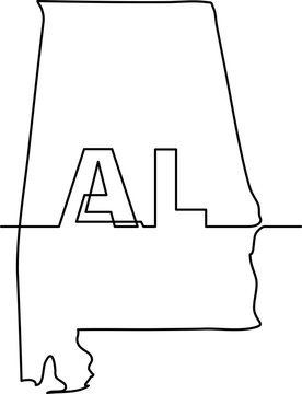 continuous line drawing of Alabama state
