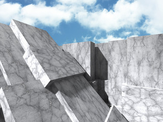 Abstract Concrete Architecture Construction on Sky Background