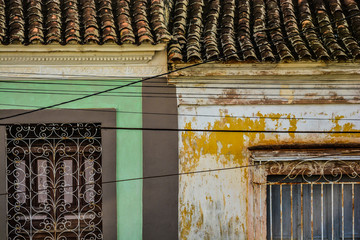 Old Cuban houses facade