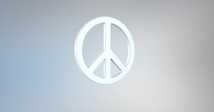 Animated Peace White 3d Icon Loop Modules for edit with alpha matte
