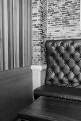 Leather sofa in vintage style luxury interior