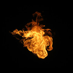 Fire flames collection isolated on black background