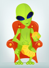 Funny Alien Cartoon Illustration